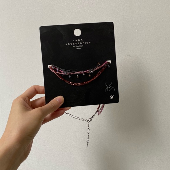 Zara Pink Chain Layered Choker - Picture 1 of 2